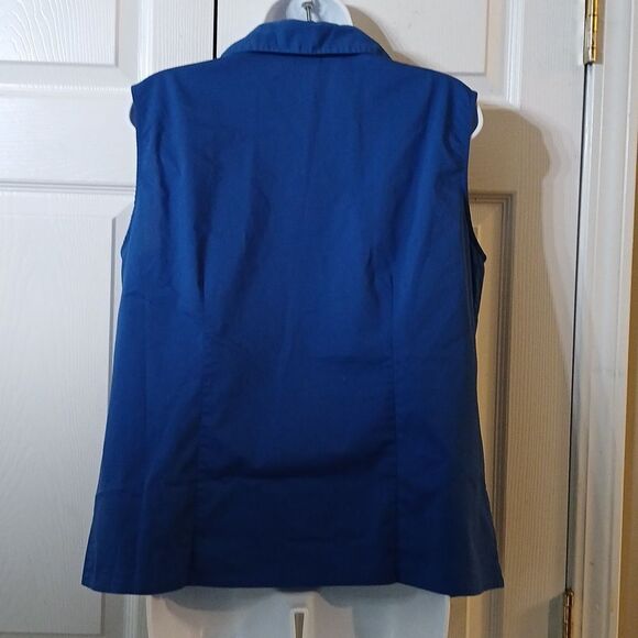 Elementz royal blue sleeveless button down top  Sz L EUC - Picture 4 of 5